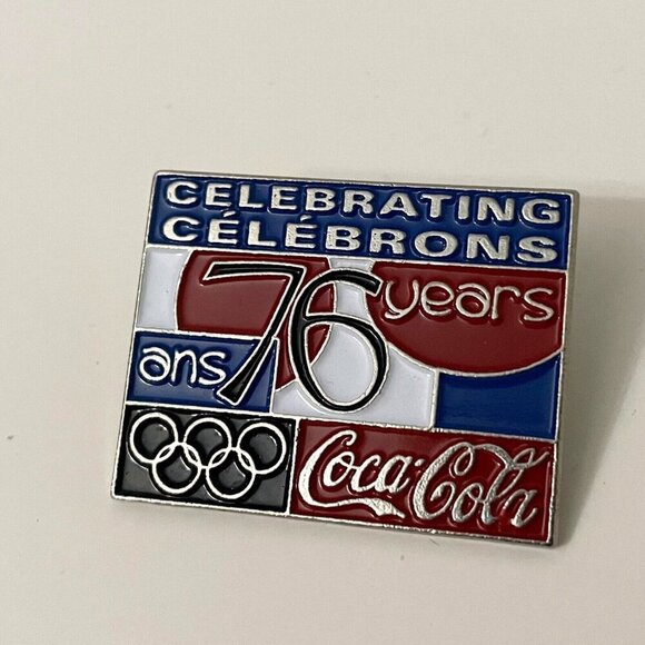 Vtg Coca Cola Celebrating 76 Years Olympic Pin - Picture 2 of 8